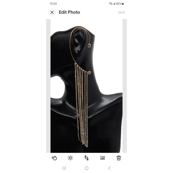 GOLD Rhinestone Fringe Ear Cuff Jewelry for One NWB - Picture 6 of 6